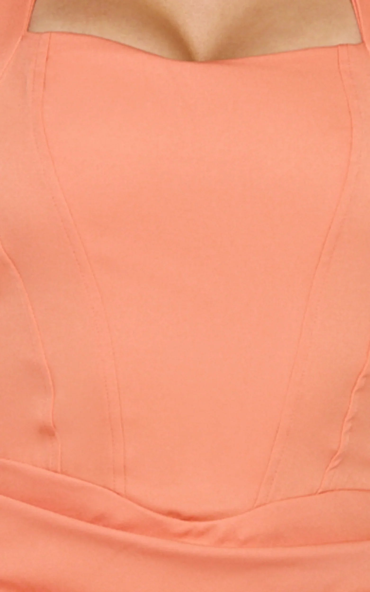 Karina Mini Dress - Halter Neck Princess Panel Tucked Waist Dress in Coral