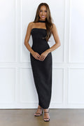 Stylish Fusion Halter Maxi Dress Black