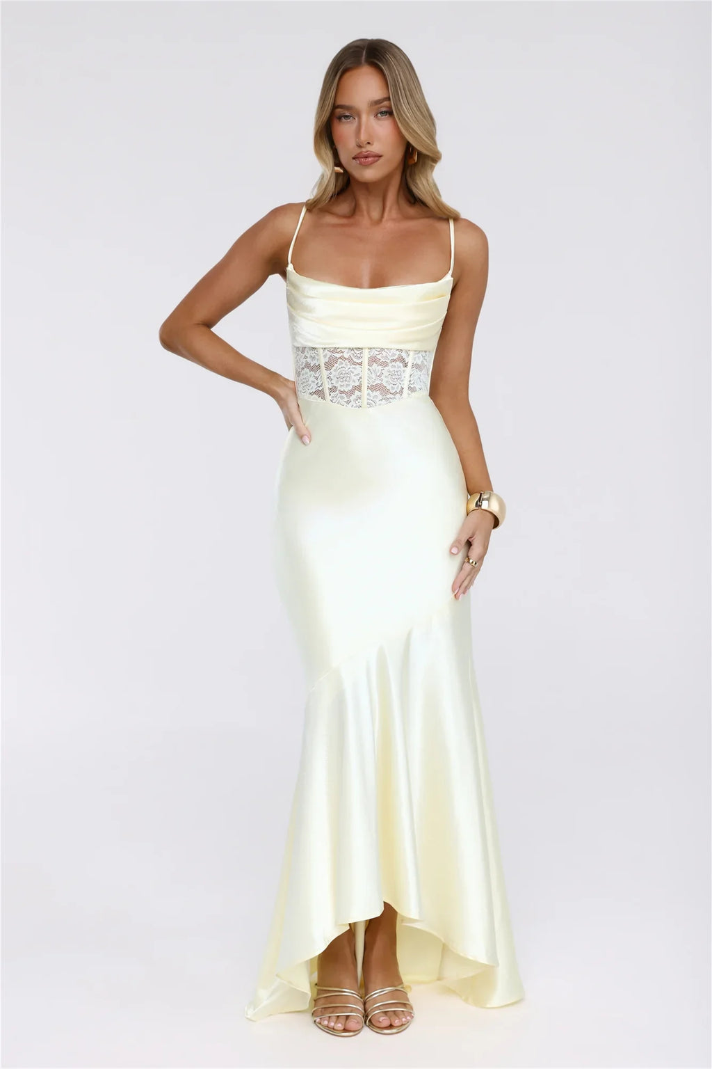 Silker Moments Satin Maxi Dress Yellow