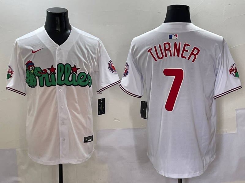 Men's Philadelphia Phillies Trea Turner #7 White Game Jersey