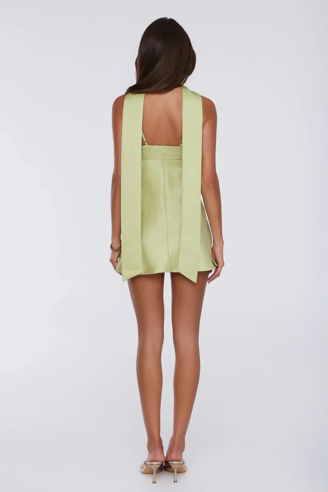 Diva Energy Satin Mini Dress Lime