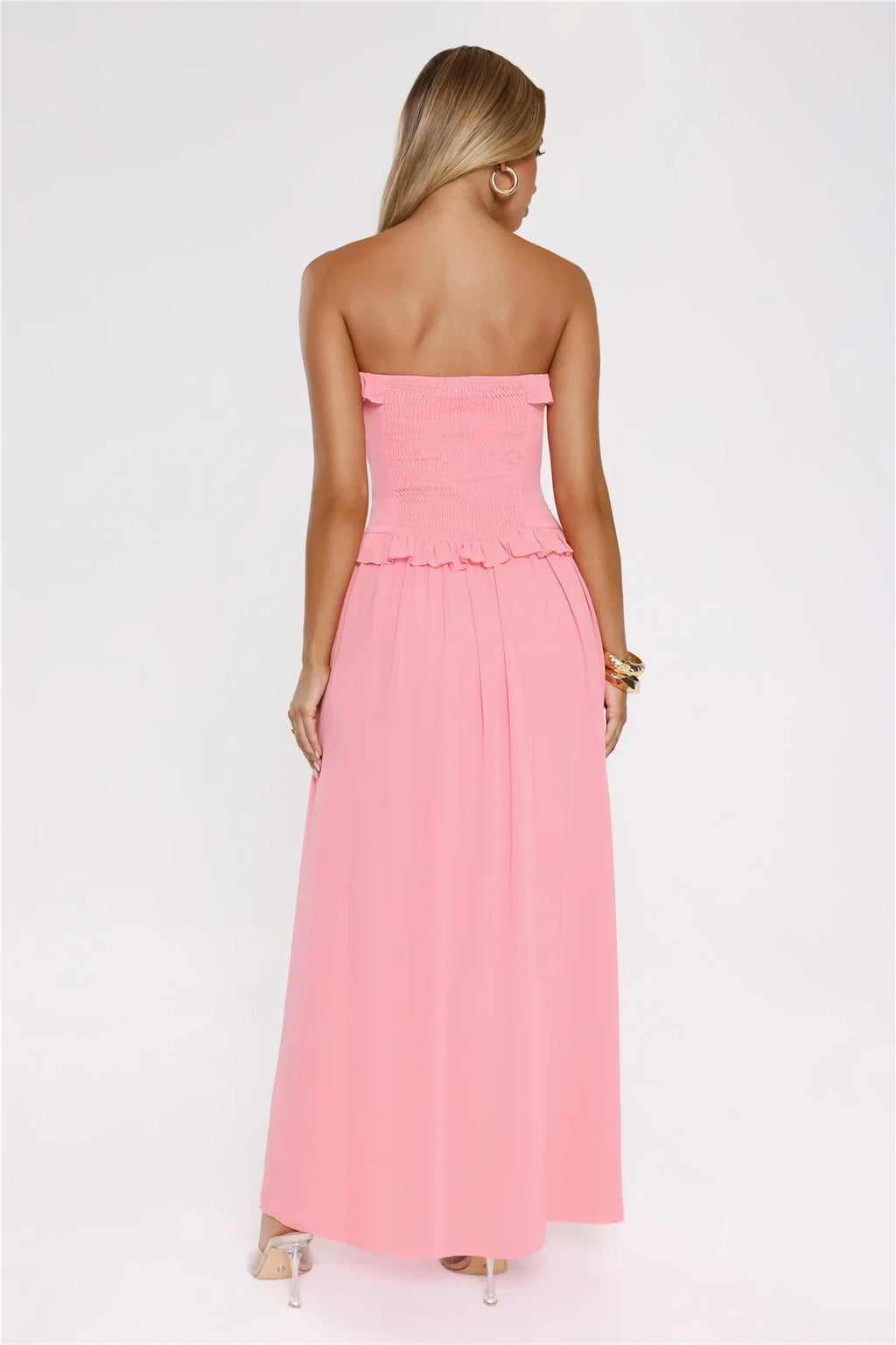 Hour Whispers Strapless Maxi Dress Pink