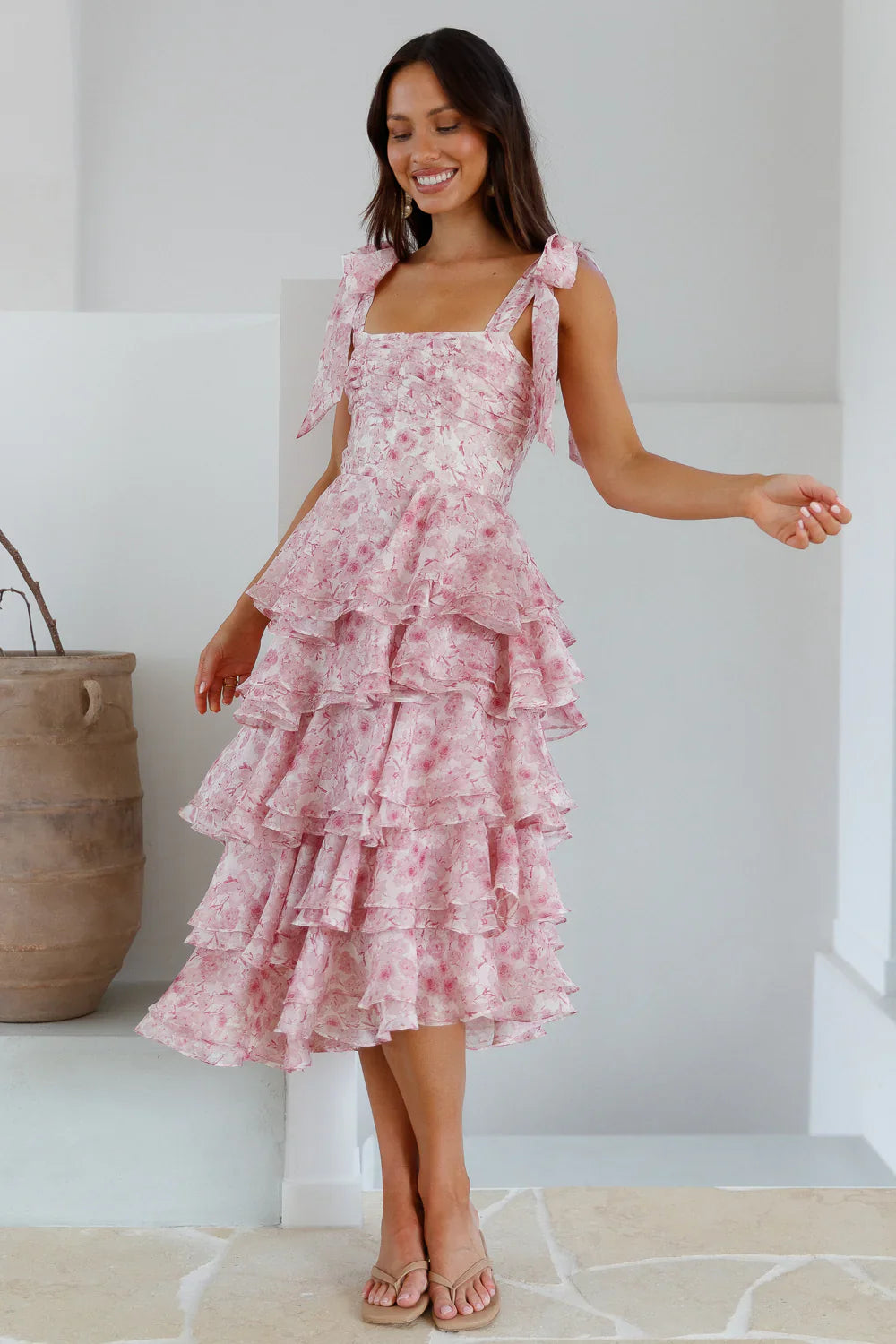Poetry At Dawn Midi Dress Pink