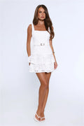 Smitten Season Embroidered Mini Dress White