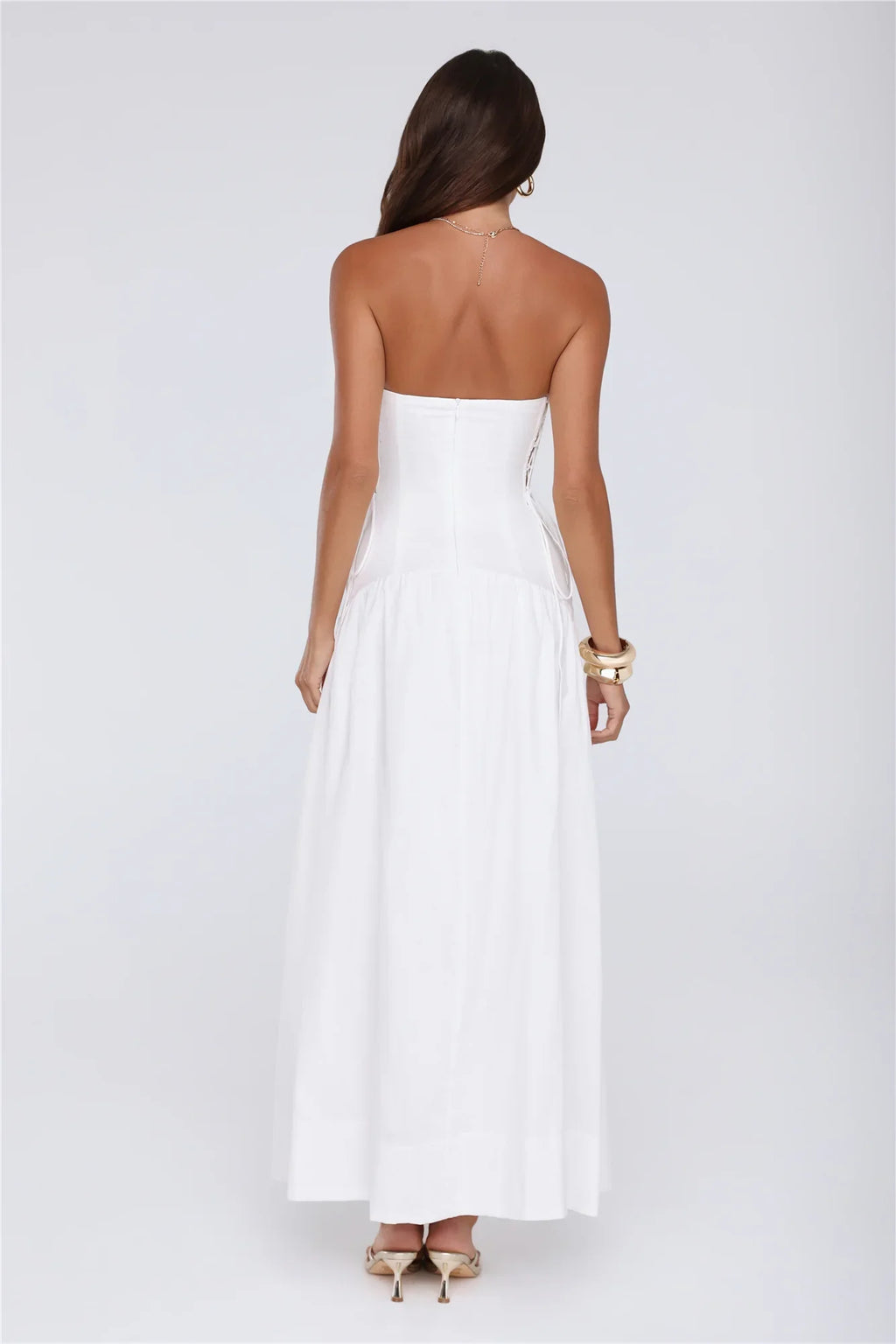 Just Feels Right Linen Blend Strapless Maxi Dress White