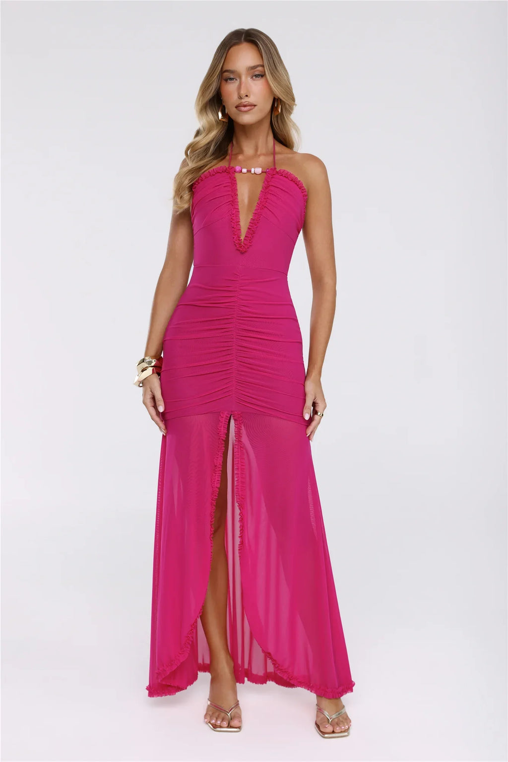 Goddess Of The Isles Halter Maxi Dress