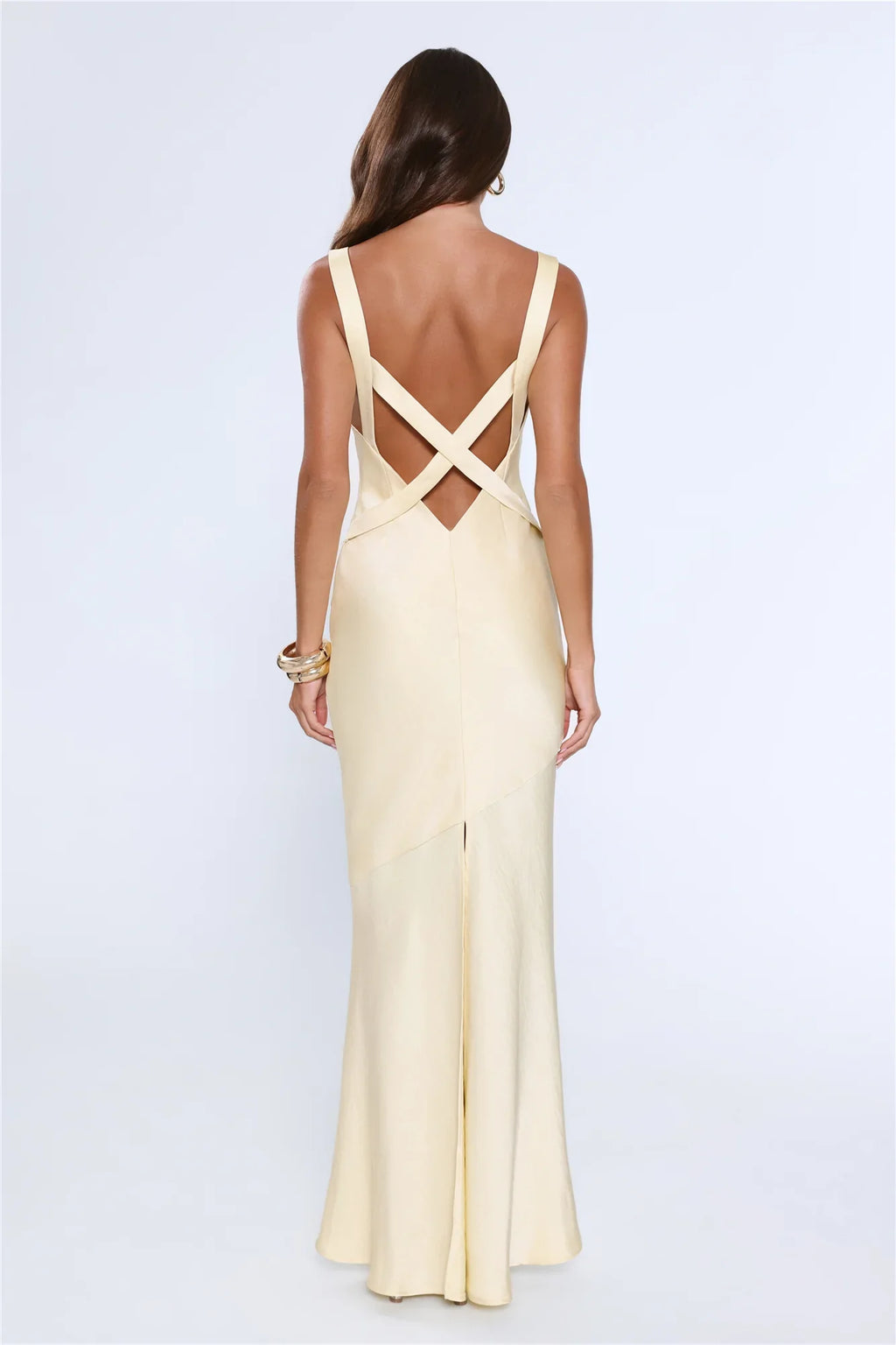 Life’s A Movie Satin Maxi Dress Yellow
