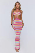 Tropicana Glow Knit Halter Maxi Dress Multi