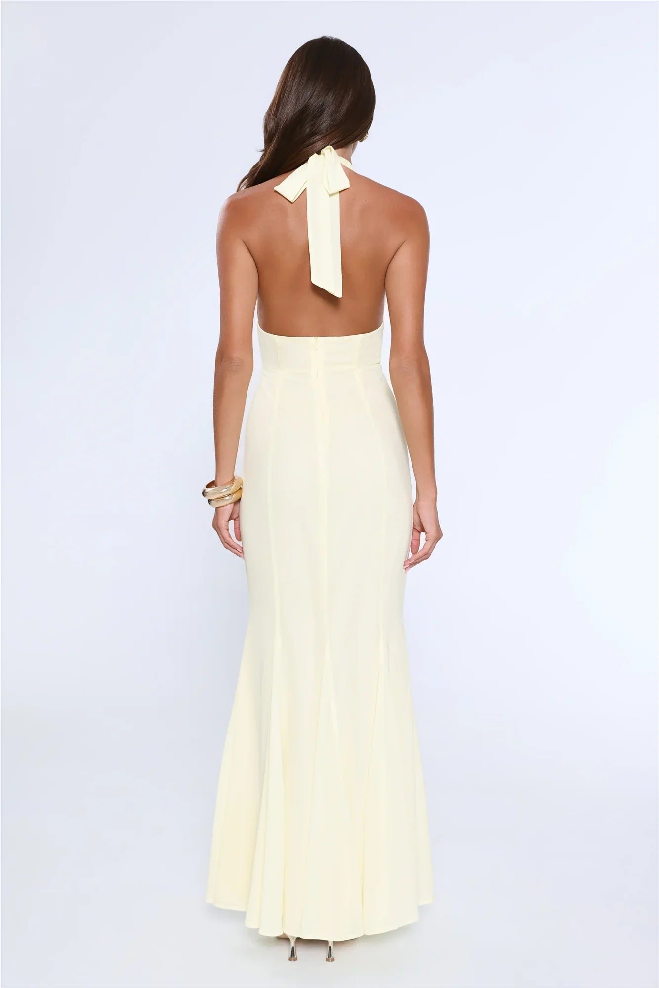 Vibe Dazzle Halter Maxi Dress Yellow