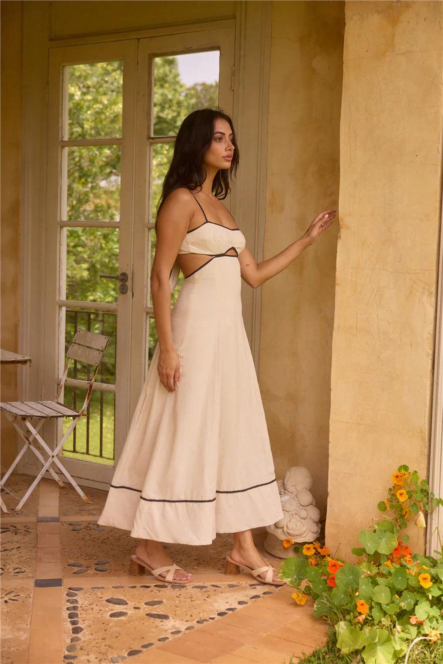 Floating Orchid Maxi Dress White