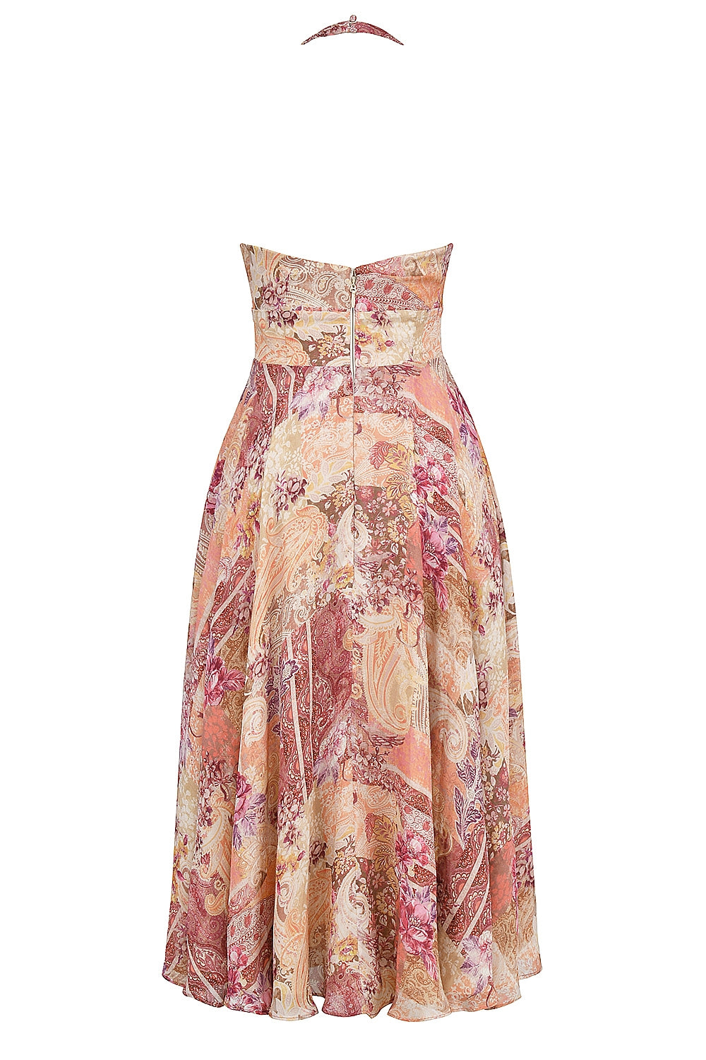 paisley patchwork print georgette halter sundress