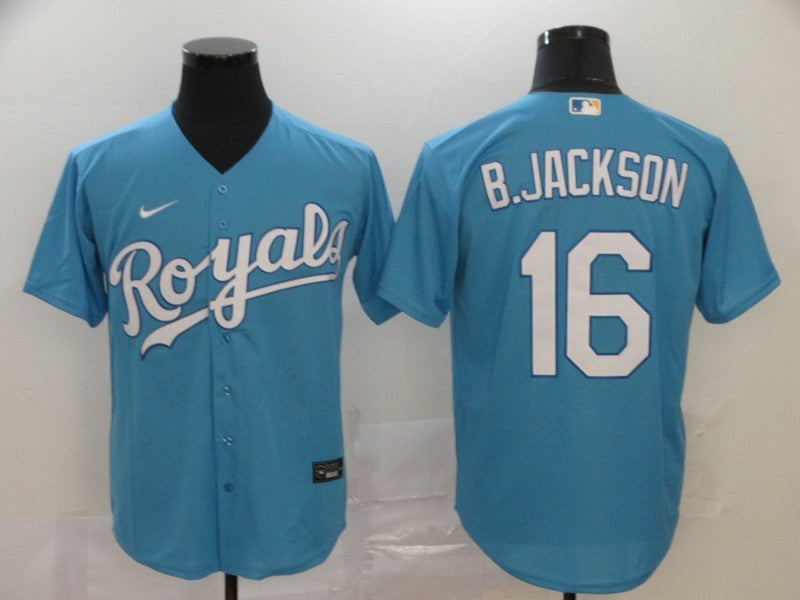 Men's Kansas City Royals Bo Jackson #16 Blue Replica Player Jersey1