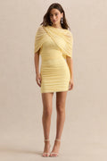 Merisse | Lemon Bandeau Mini-Dress With Ruched-Detailing