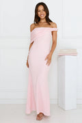 Slay the Night Off Shoulder Maxi Dress Pink