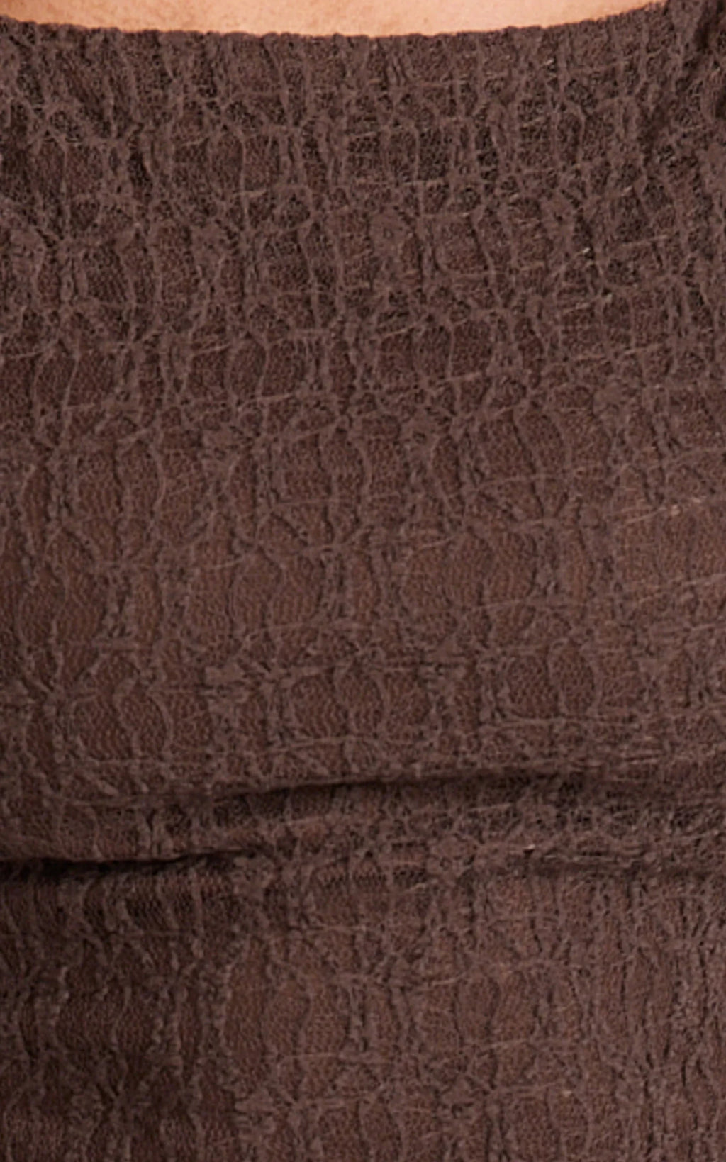 Abby Midi Dress - High Neck Asym Detail Dress in Chocolate
