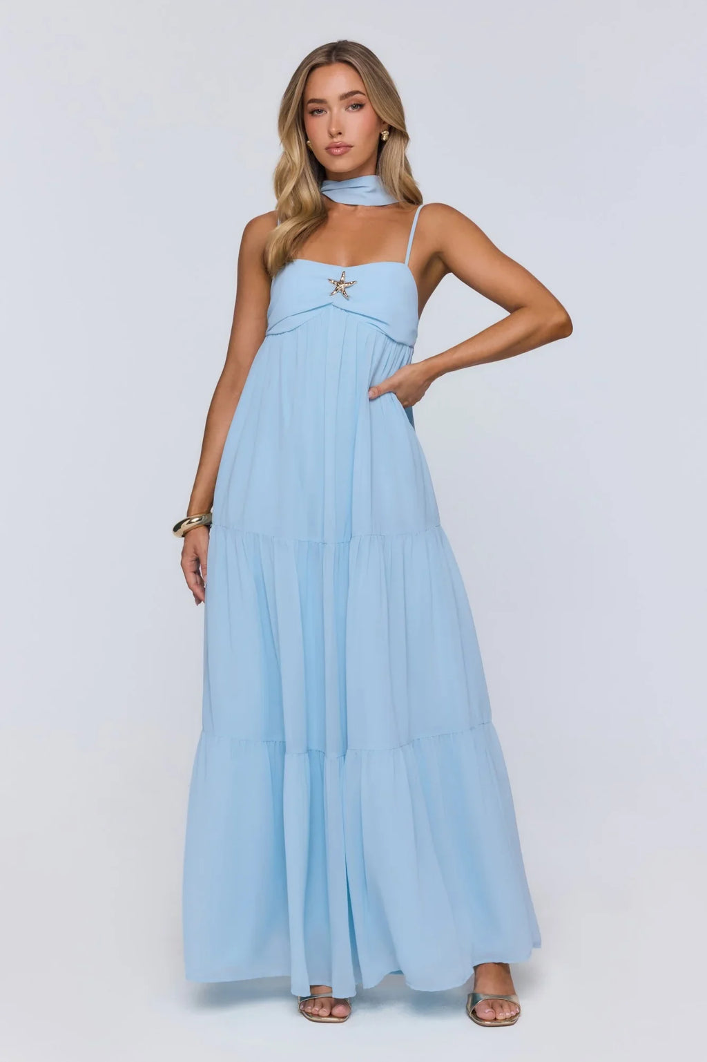 Flowing Sea Maxi Dress Blue