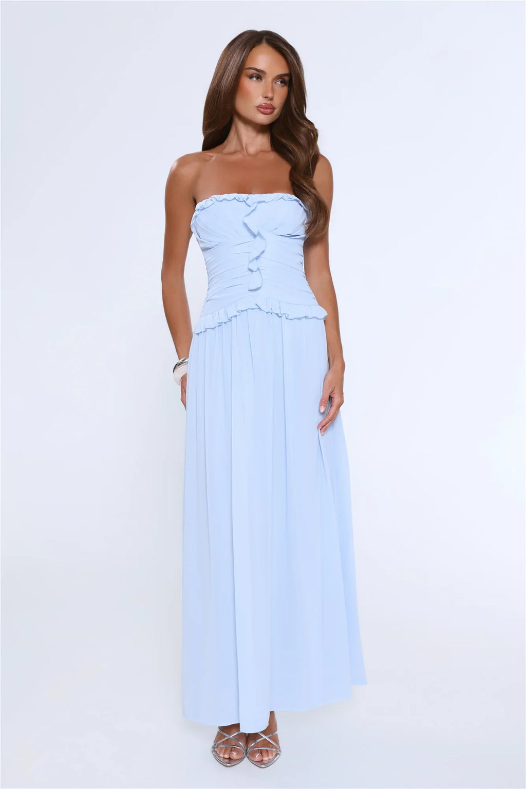 Hour Whispers Strapless Maxi Dress Blue