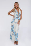 Lucky Darling Halter Mesh Maxi Dress Blue