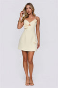 Pastel Radiance Tweed Mini Dress Yellow