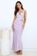 Celeste Shine Mesh Maxi Dress Lilac
