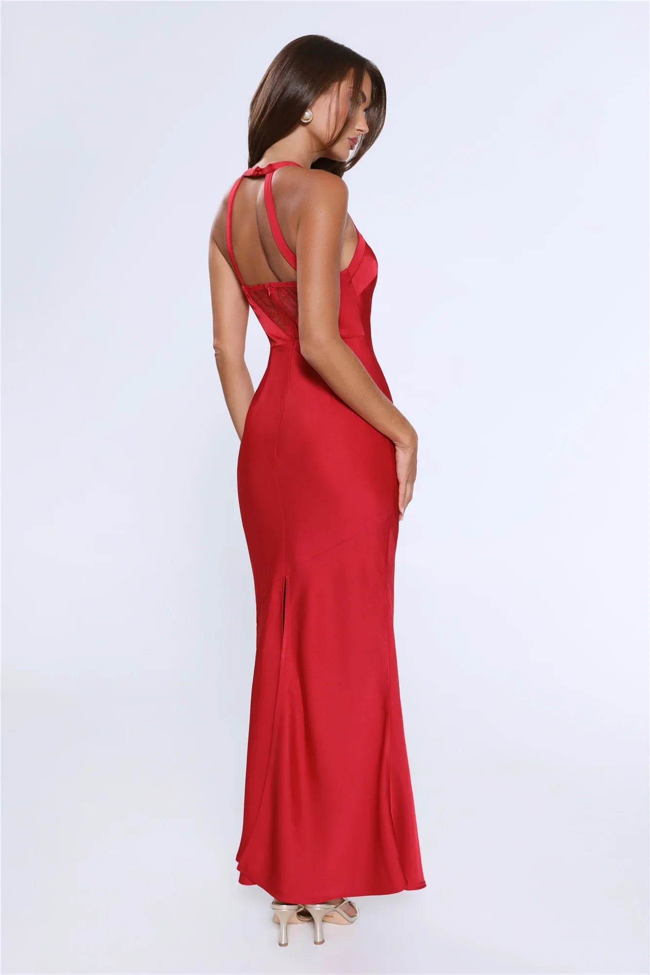 Spotlight Energy Satin Maxi Dress Red