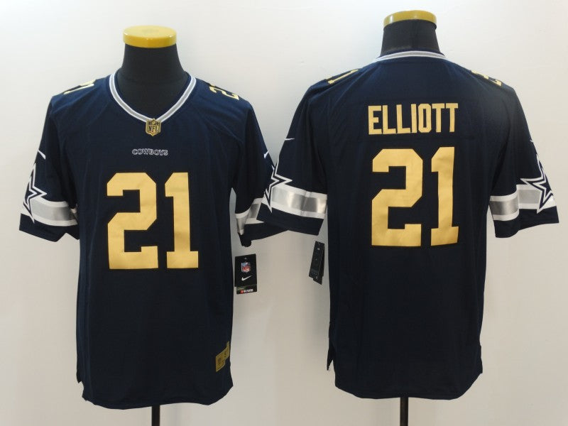 Men's Dallas Cowboys Ezekiel Elliott #21 Navy Player Jersey1