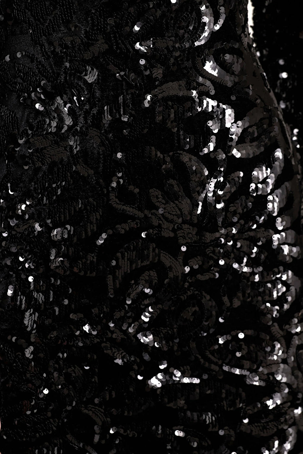 Ritz | Black Sequin Plunge-Neck Mini Dress With Long Sleeves