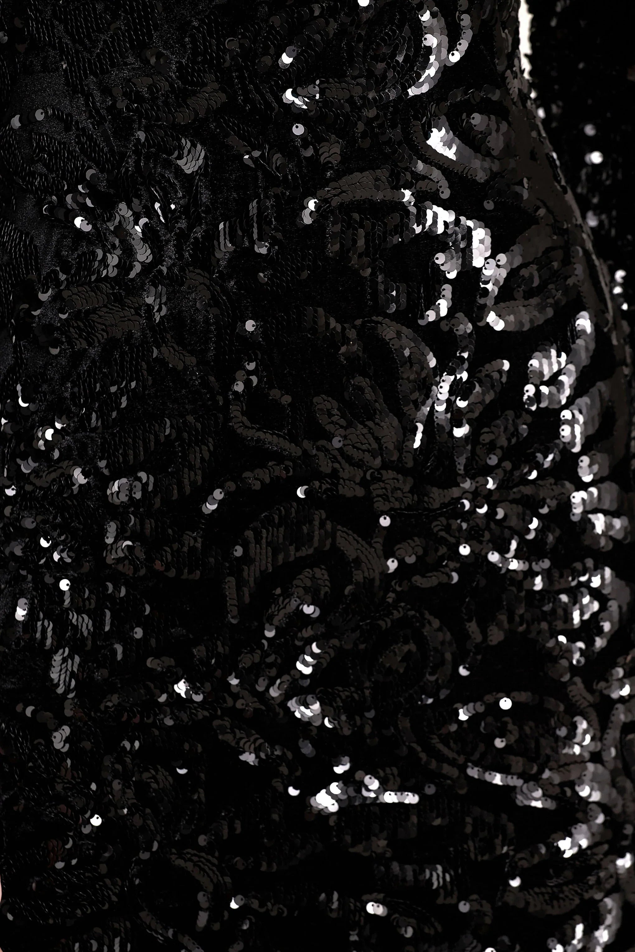 Ritz | Black Sequin Plunge-Neck Mini Dress With Long Sleeves
