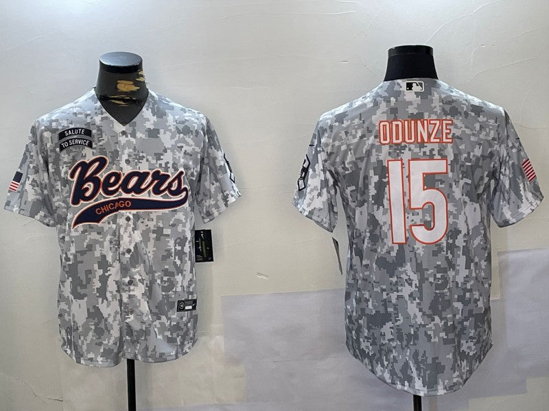 Men's Chicago Bears Rome Odunze #15 Arctic Camo 2024 Salute to Service Player Jersey1
