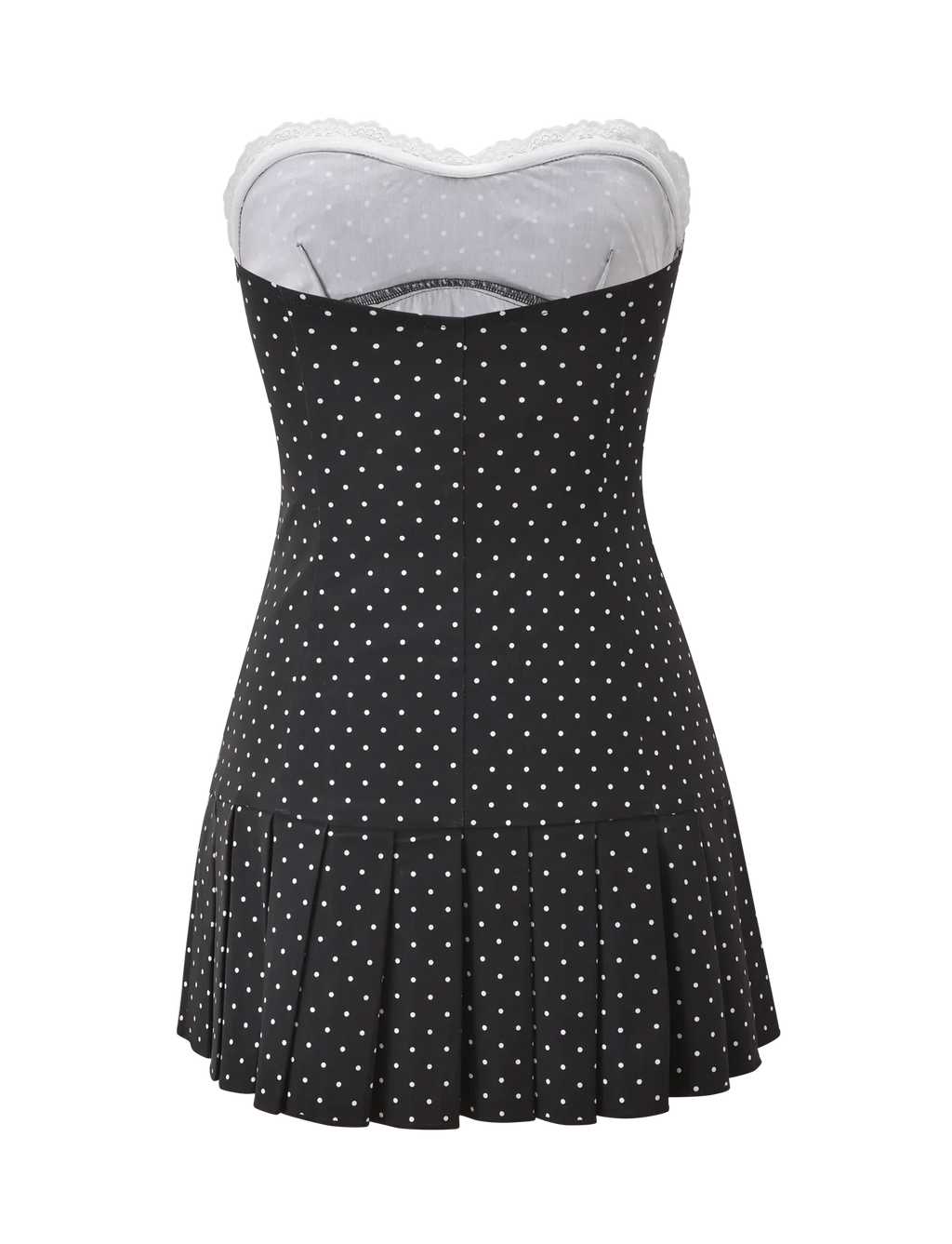 KITTIE LACE PLEAT DRESS - BLACK DOT
