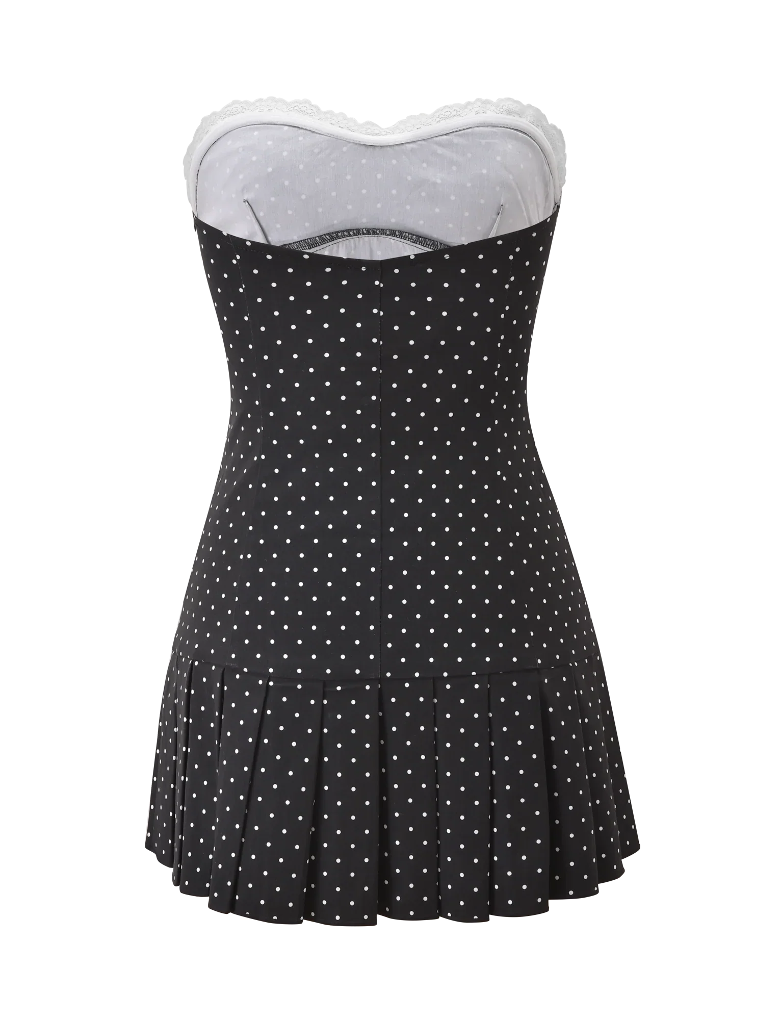 KITTIE LACE PLEAT DRESS - BLACK DOT