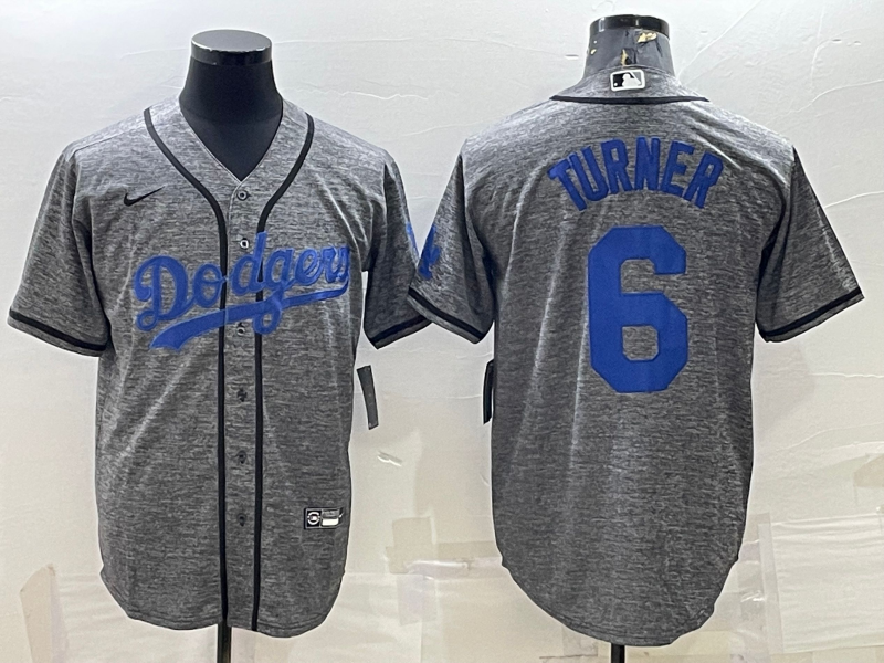 Men's Los Angeles Dodgers Trea Turner Nike Gray Alternate Replica Team Jersey1