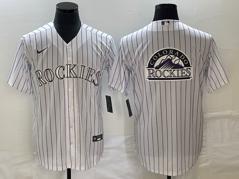 Men's Colorado Rockies White Home Replica Team Jersey1