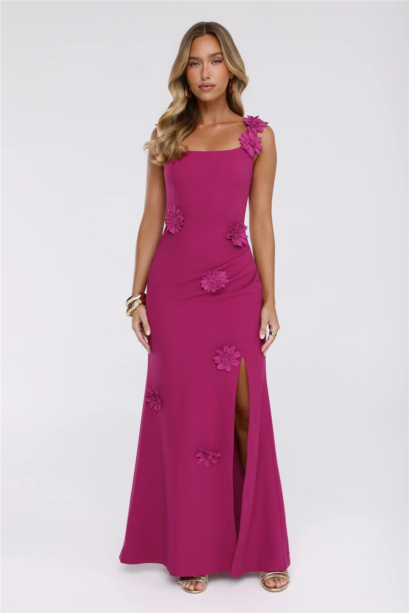 Moonlight Veil Maxi Dress Dark Pink