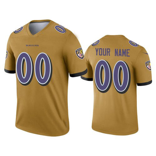 Custom1 Baltimore Ravens Gold Inverted Legend Jersey1 American Jerseys Stitched American Football Jerseys