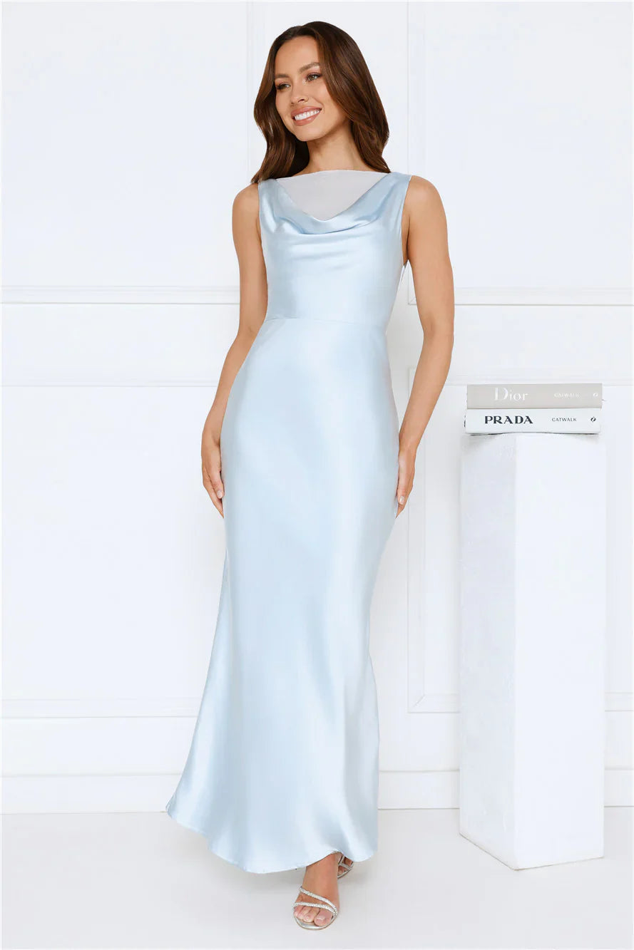 Lush Aurora Satin Maxi Dress Blue
