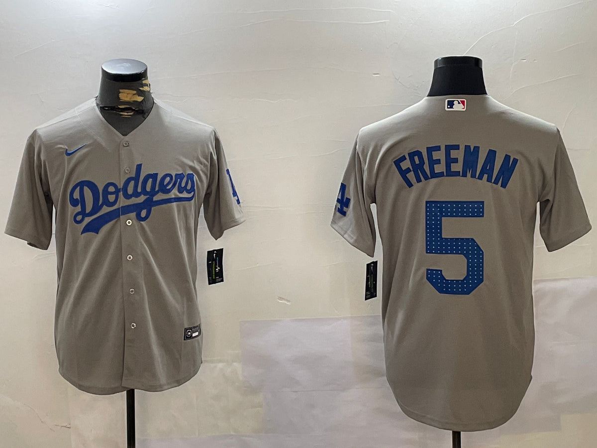 Men's Los Angeles Dodgers Freddie Freeman #5 Gray Player Game Jersey