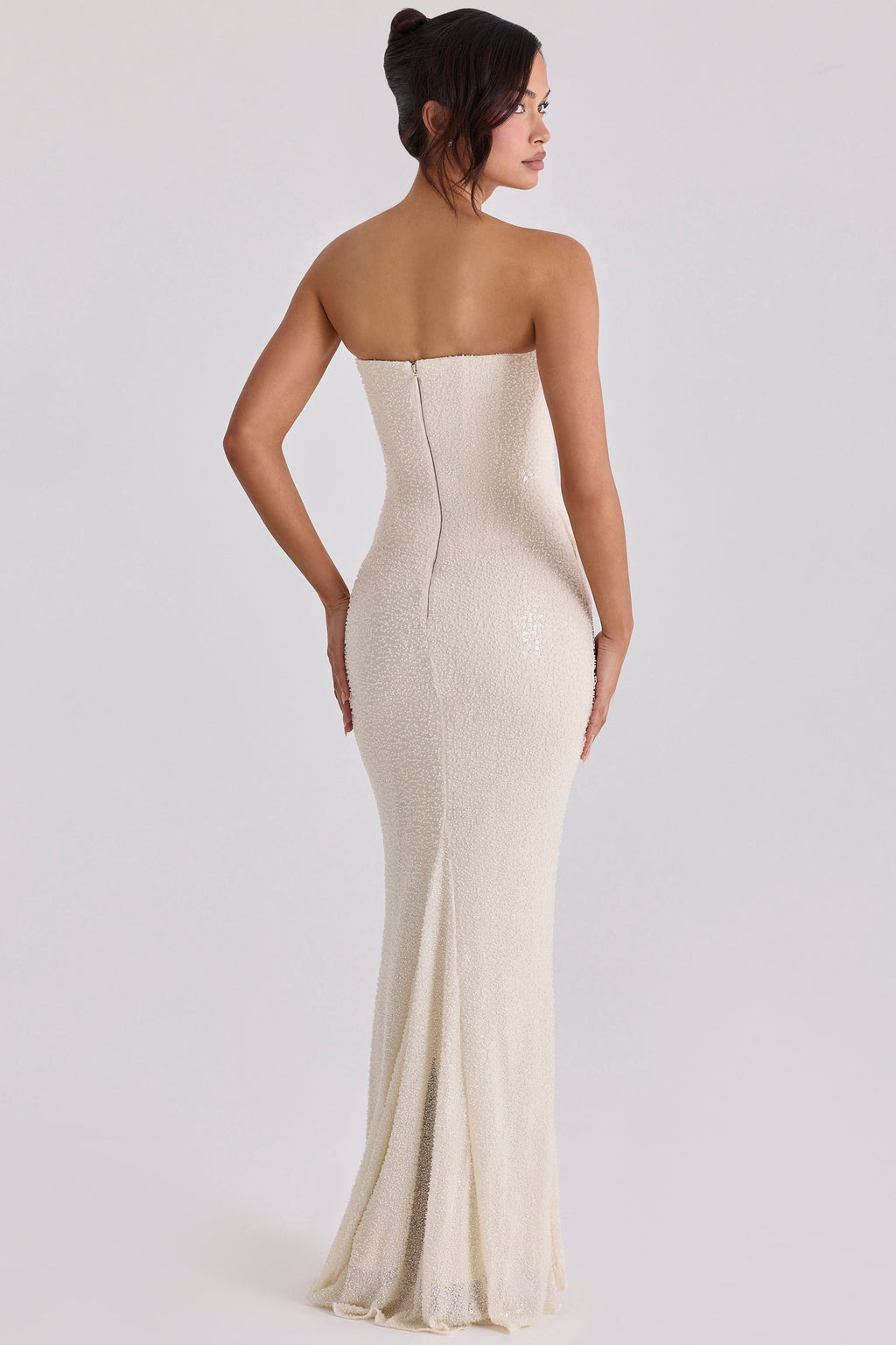 ivory beaded embellished strapless bridal gown