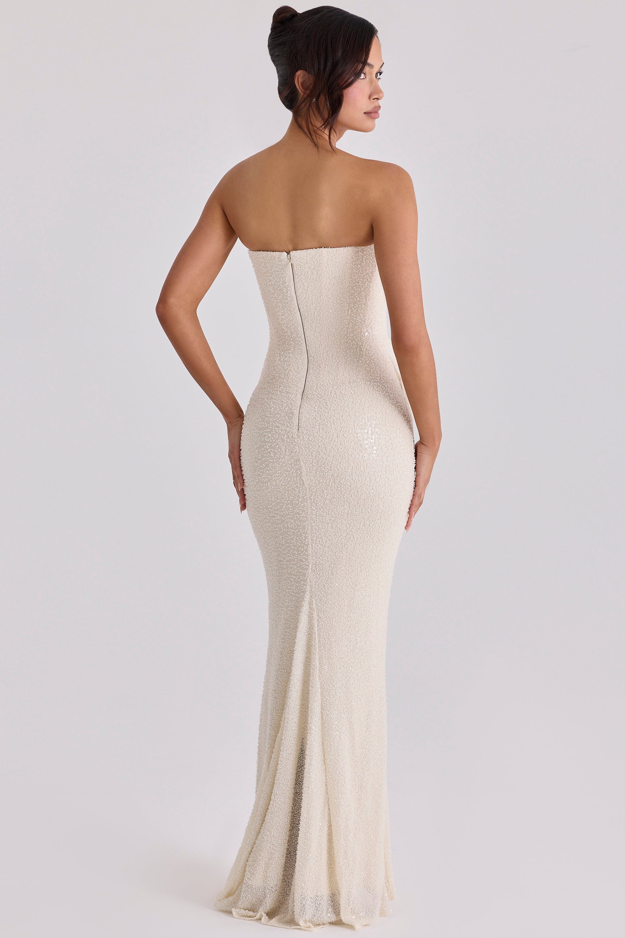 ivory beaded embellished strapless bridal gown