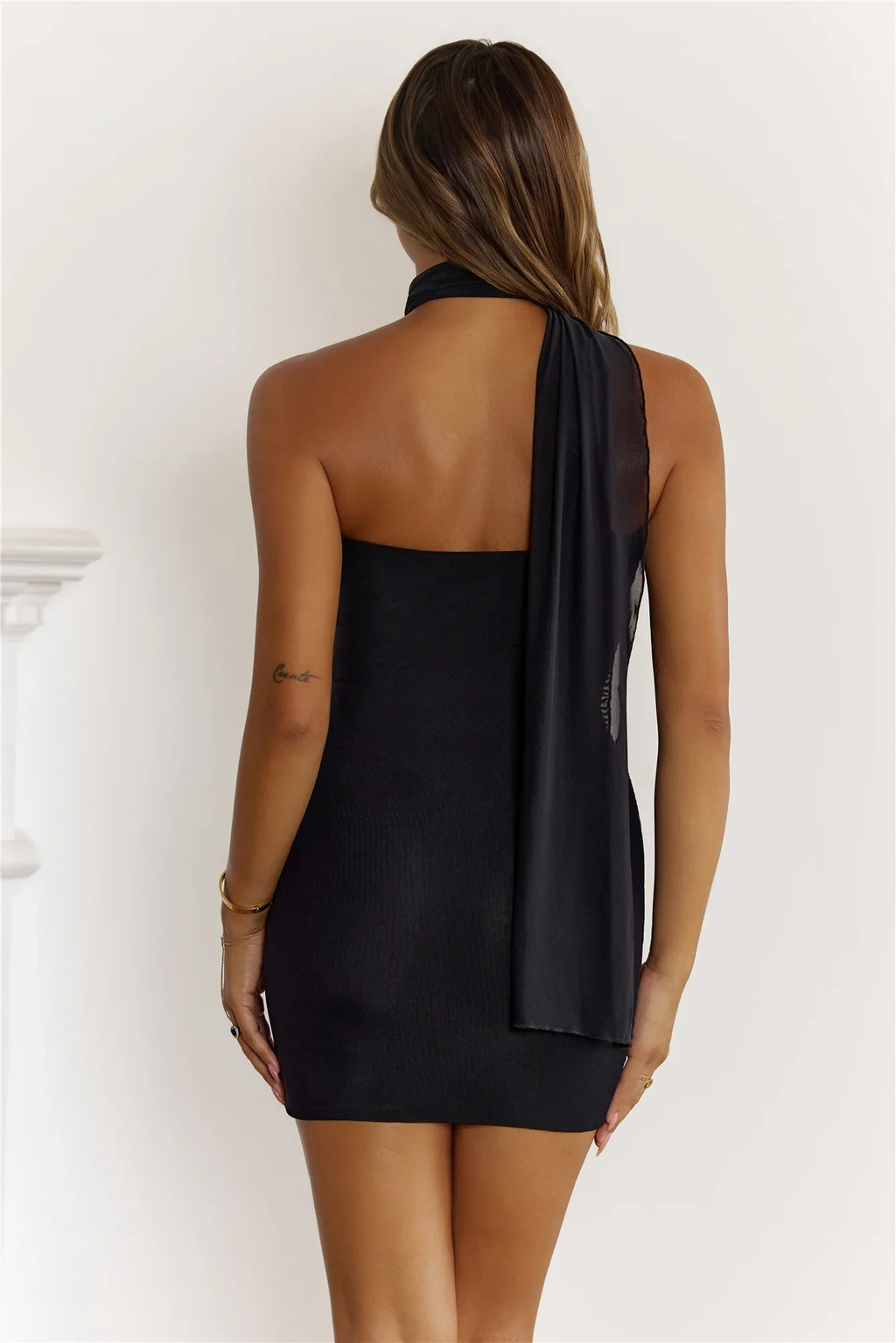 Subtly Stunning Mesh Strapless Mini Dress Black