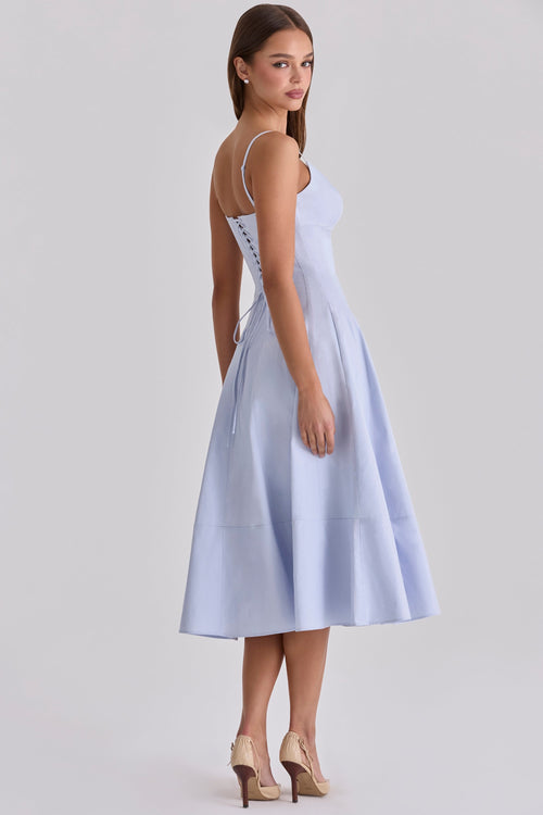 bluebell lace up cotton midi sundress