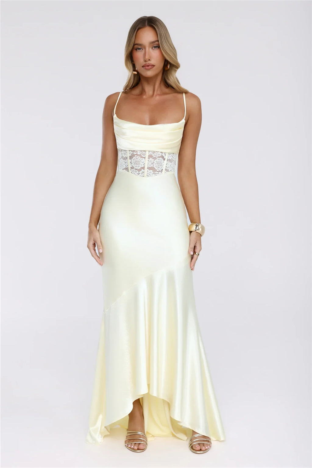Silker Moments Satin Maxi Dress Yellow
