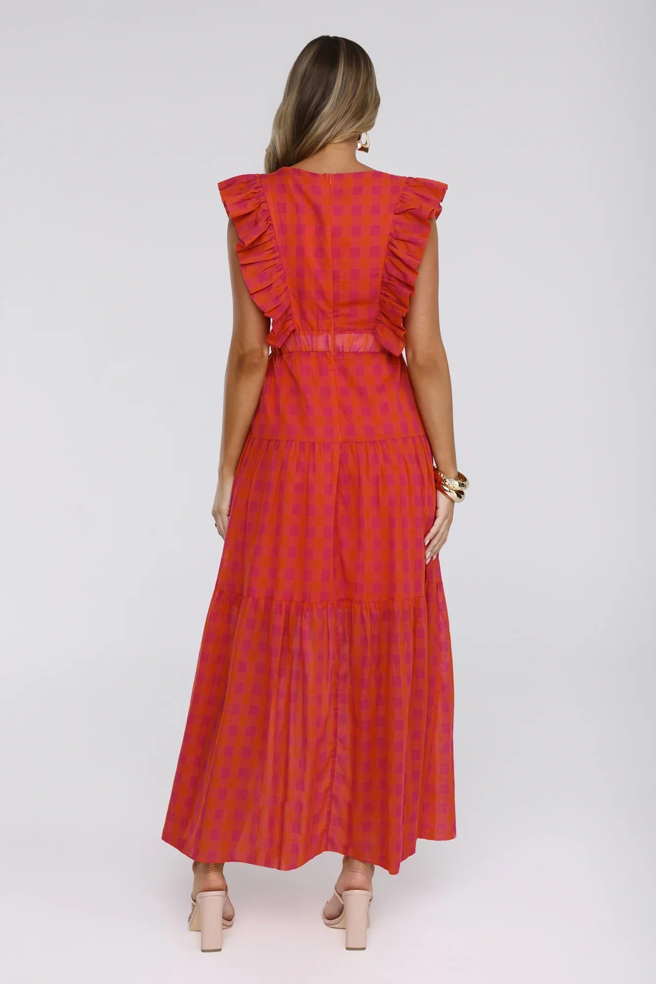 Classic Plaid Maxi Dress Pink