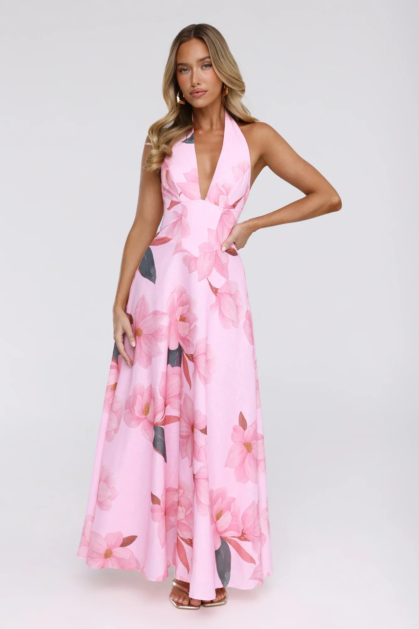 Femme Queen Halter Maxi Dress Pink