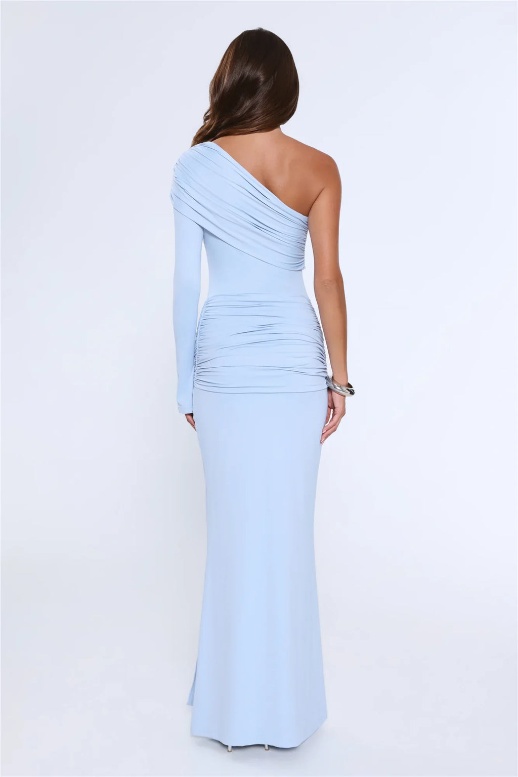 Night Starflower One Shoulder Maxi Dress Blue
