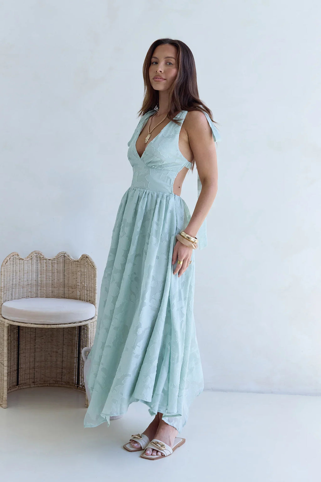 Golden Night Maxi Dress Sage