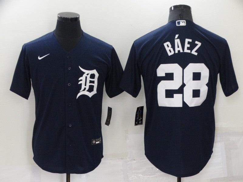 Men's Detroit Tigers Javier Baez #28 Navy Replica Baseball Jersey1
