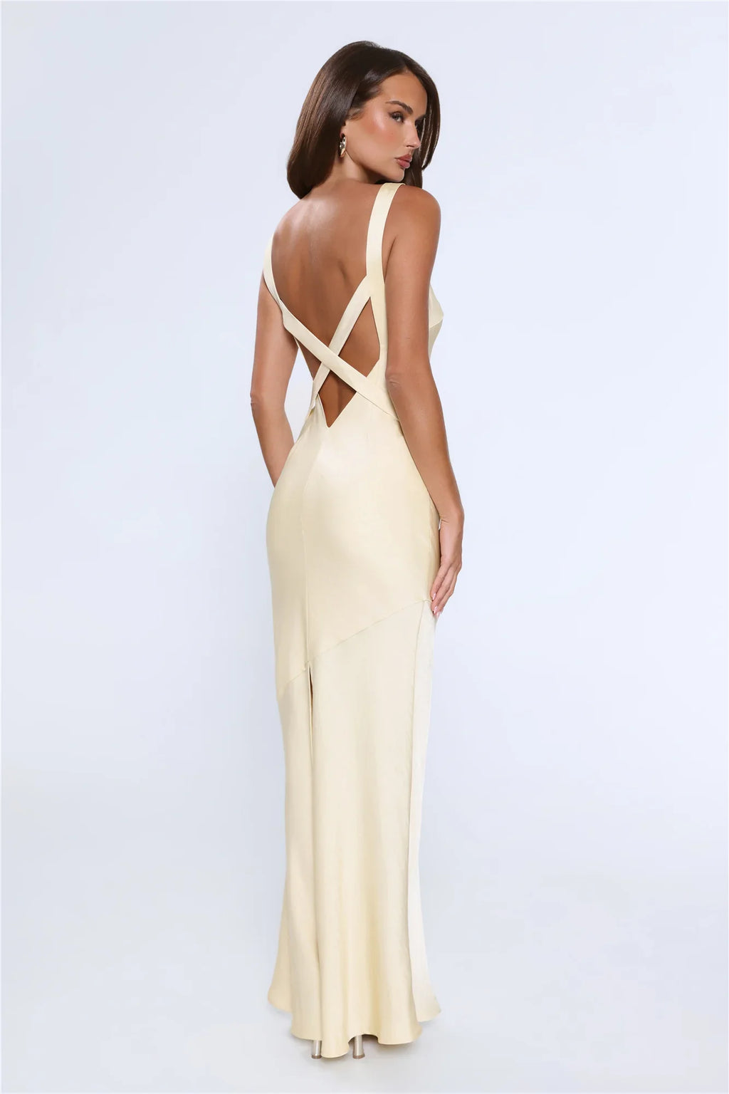 Life’s A Movie Satin Maxi Dress Yellow