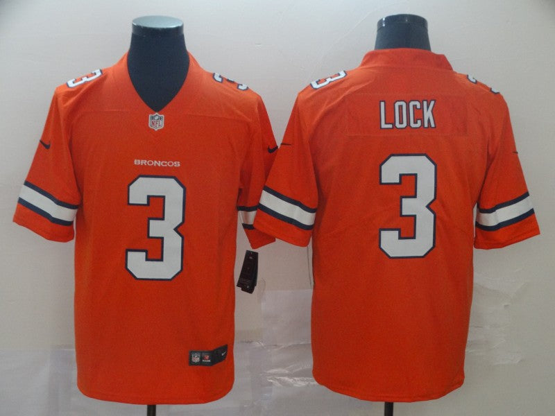 Men's Denver Broncos Drew Lock #3 Orange Game Player Jersey1
