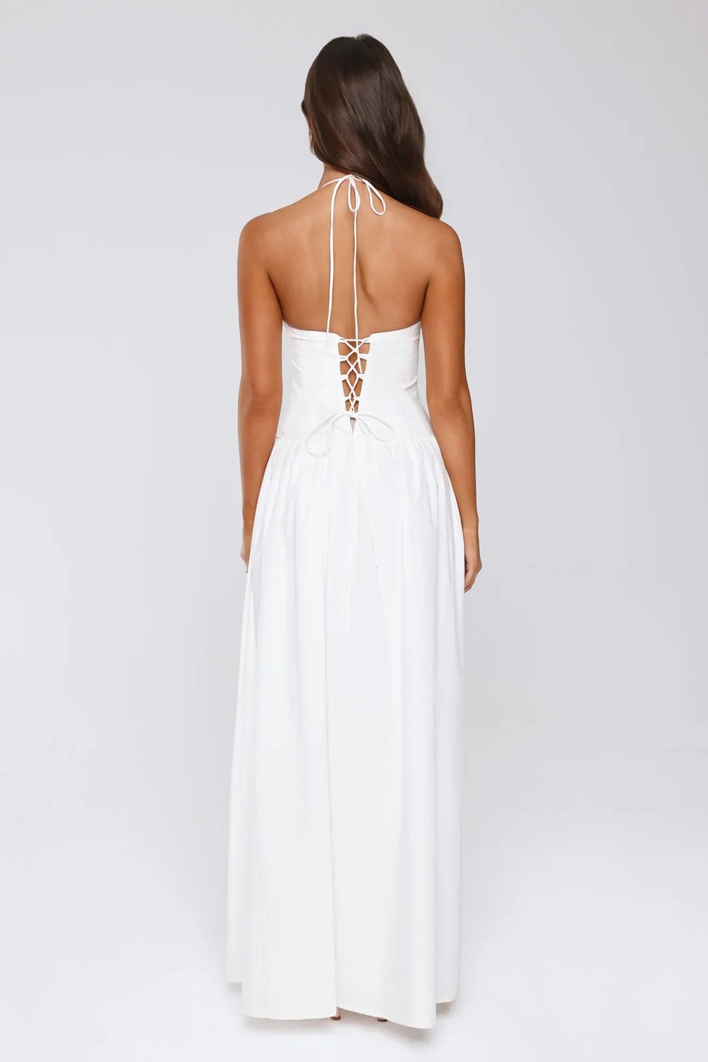 Country Lane Halter Maxi Dress White
